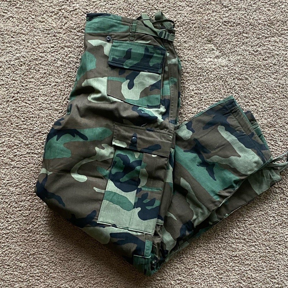 Heavy duty camo chemical protection pants.